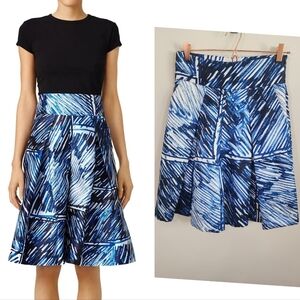 Milly Scribble Print Culottes Shorts Womens 6 Blue White A-Line Abstract Artsy